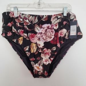 RACHEL Rachel Roy Black Floral Bikini Bottom 2X